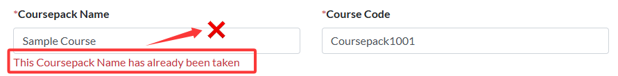coursepack name must be unique